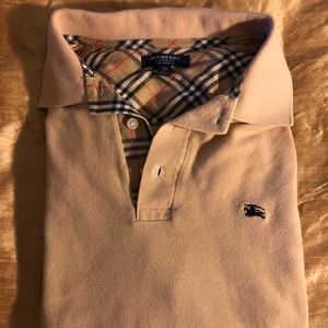 Men’s Burberry Beige Long Sleeve Polo Size XL